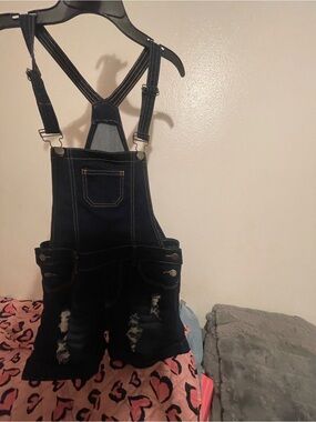 Men's Black Relaxed Denim Overalls - Casual Ripped Style